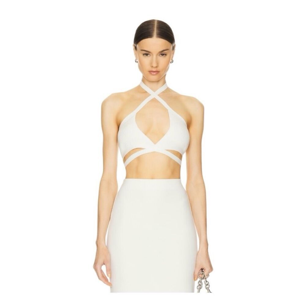 ✨LAPOINTE White Criss Cross Halter Sz Large Top✨
